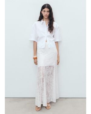 Mango Jupe Longue Dentelle Blanc