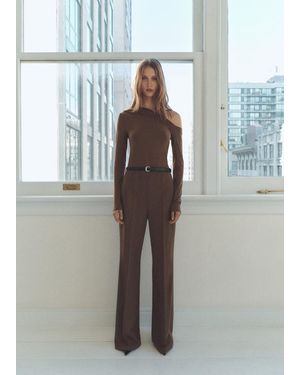 Mango Combined-Fabric Jumpsuit With Belt - Grey