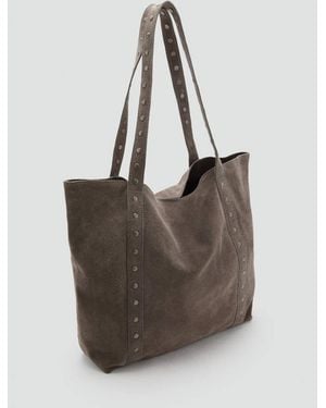 MANGO TEEN Suede Tote Bag - Brown