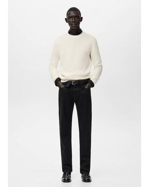 Mango 100% Cotton Structured Knitted Jumper - White