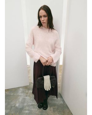 Mango Faux-Leather Godet Skirt - Natural