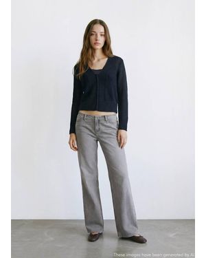 MANGO TEEN Knitted Jumper With Ribbed Details - Grey