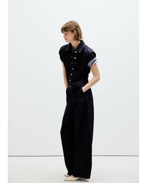 Mango Short-Sleeved Denim Jumpsuit - Blue