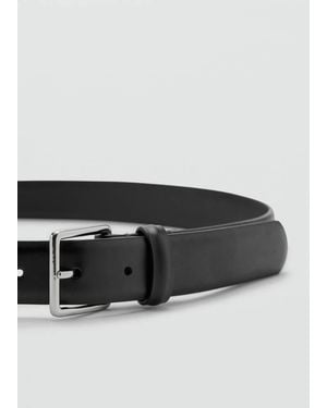 Mango 100% Bovine Leather Belt - Black