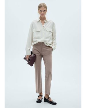 Mango Flowy Viscose-Blend Flare Pants - White