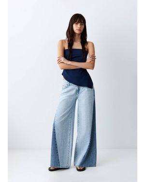 MANGO TEEN Bicolour Wide-Leg Jeans - Blue