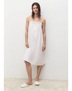 Mango Cotton Lace Nightgown - White