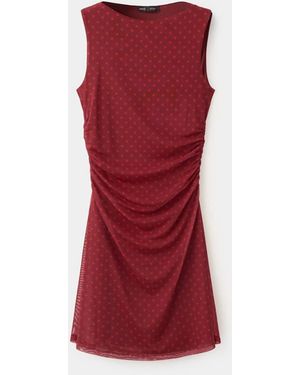 mango red polka dot dress MANGO Dress Red Polka Dot Open Back Peek A Boo Buttons Midi Dress Medium