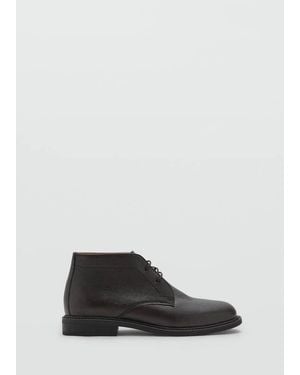 Mango Lace-Up Leather Ankle Boots - Black