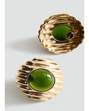 Mango Combined Resin Stone Earrings - Green