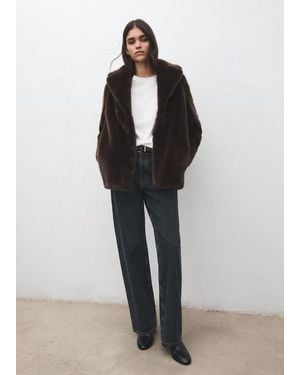 Mango Oversized Faux-Fur Coat - Natural