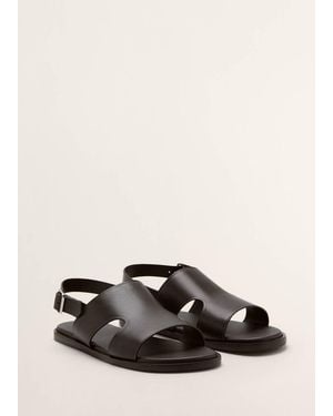 Mango 100% Leather Strap Sandal - Brown