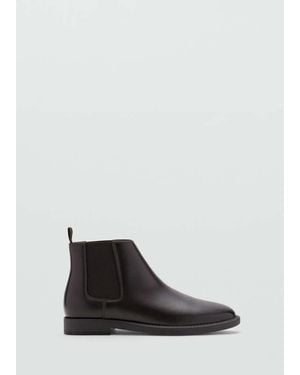 Mango Faux-Leather Chelsea Ankle Boots - White