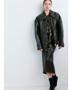Mango Blouse With Check Pattern And Foulard Collar - Black