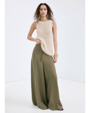 Mango High-Rise Wide Leg Pants - Natural