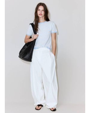 Mango Striped Short-Sleeved Jumper - White