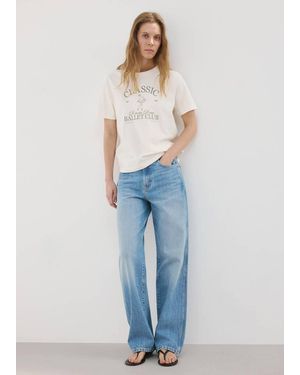 Mango Short-Sleeved Printed T-Shirt - Blue