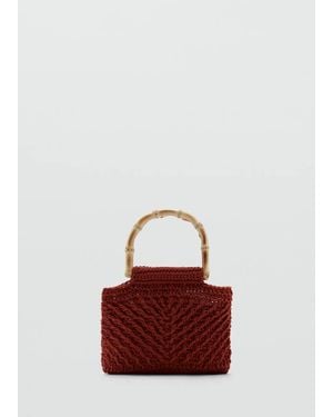Mango Bamboo Handle Handbag - Red