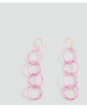 MANGO TEEN Hoop Pendant Earrings - Pink