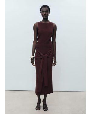 Mango Jupe Maille Détail Naud Chocolat - Marron