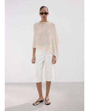 Mango Asymmetrical Knitted Cape - White