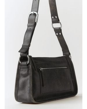 Mango Leather Bag With Metallic Details - Black