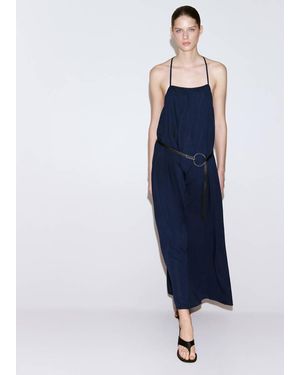 Mango Open-Back Lyocell Dress - Blue