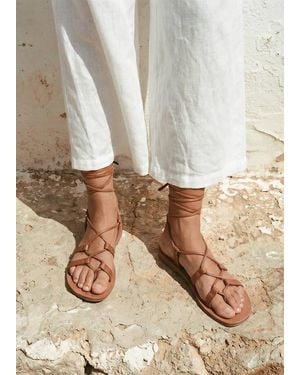 MANGO TEEN Cross-Strap Leather Sandals - Multicolour