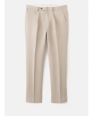 Mango Amalfi 100% Linen Slim-Fit Suit Trousers - Natural