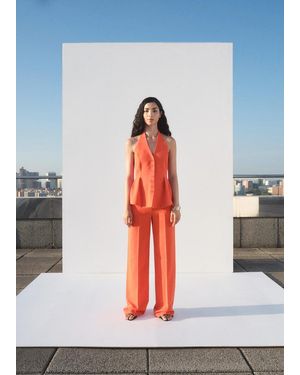 Mango Straight Mid-Rise Suit Trousers - White