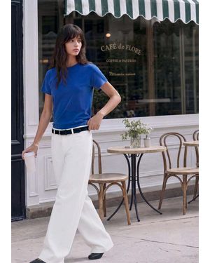MANGO TEEN Wide-Leg Jeans With Seam Detail - White