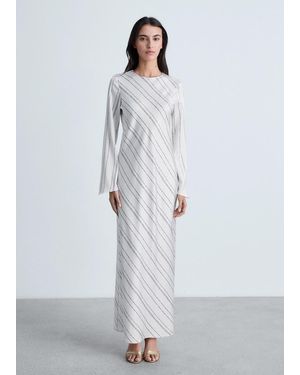 Mango Striped Satin Dress - Grey