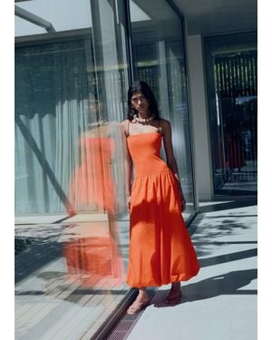 Mango Vestito Tessuto Combinato Palloncino Arancione - Blu