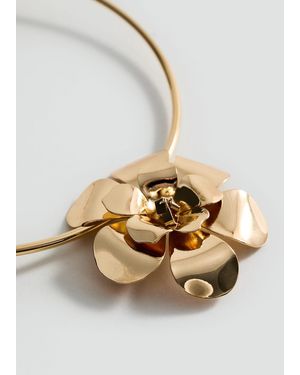 Mango Rigid Flower Necklace - Metallic