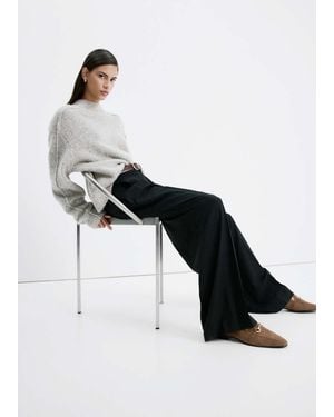 Mango Leather Loafer With Buckle - Brown