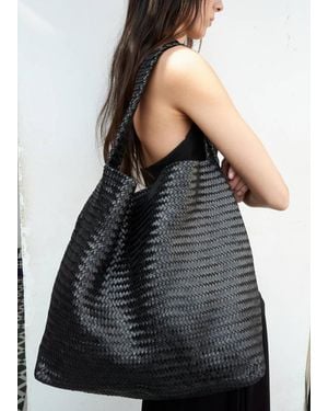 Mango Medium-Sized Braided Leather Bag - White