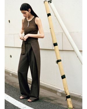 Mango Pleated Pants With Belt - Natural