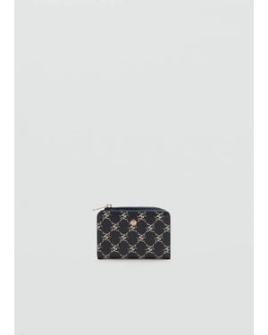 Mango Medium Wallet With Logo Print - Blue