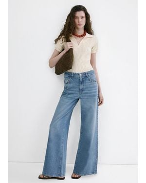 Mango Straight-Fit Jeans With Studs - Blue