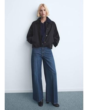 Mango High-Waisted Wideleg Jeans - Blue