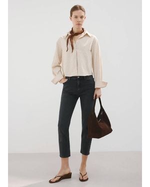 Mango Claudia Slim-Fit Cropped Jeans - Black