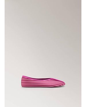 Mango Ballerines En Satin Passepoil Contrasté Bordeaux - Rose