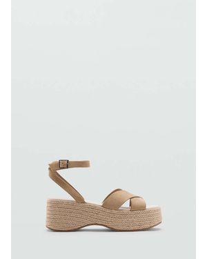 MANGO TEEN Platform Sandals With Crossed Straps - Natural