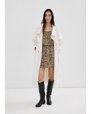 Mango Flowy Animal Print Dress - White