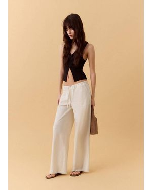 MANGO TEEN Fluid Trousers With Studs - Natural