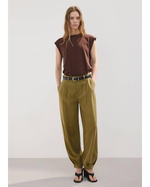 Mango Short-Sleeved T-Shirt With Shoulder Pads - Green