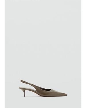 Mango Pointed-Toe Leather Heeled Shoes - Green
