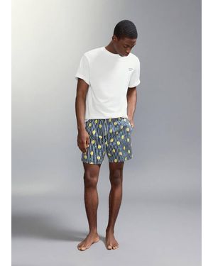 MANGO TEEN Lemon-Print Swimming Trunks - Grey