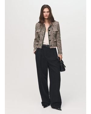 Mango Pocket Tweed Jacket - Blue