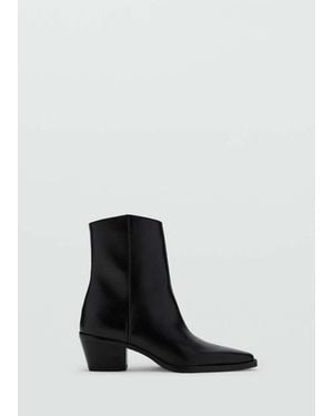 Mango Leather Ankle Boots With Block Heel - White
